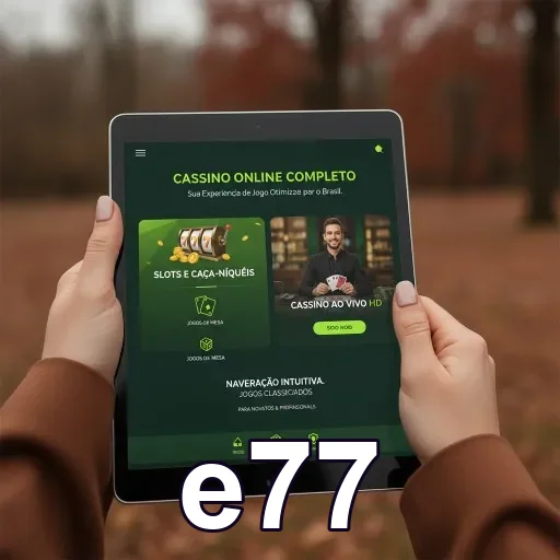 Login ágil no app e77 para Pix e saques no celular